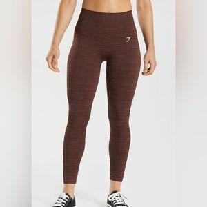 GYMSHARK Adapt Marl Seamless Leggings in Archive Brown/Cherry Brown, size Medium